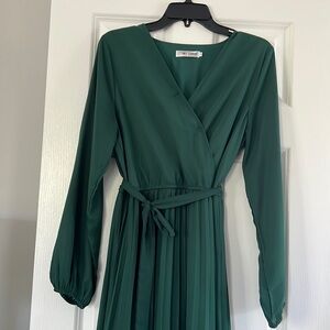 Green pleated dress